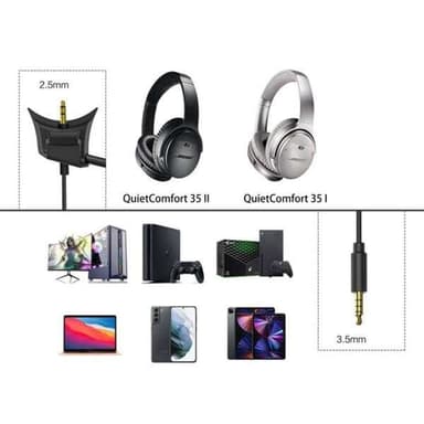 Lydkabel med mikrofon for BOSE QC35I/QC35II