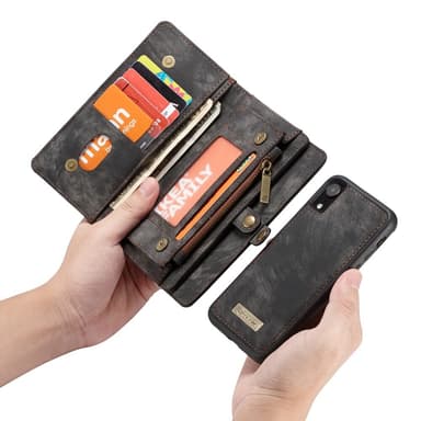 CASEME iPhone XR Retro Split Lommebok-deksel I Lær - Grå