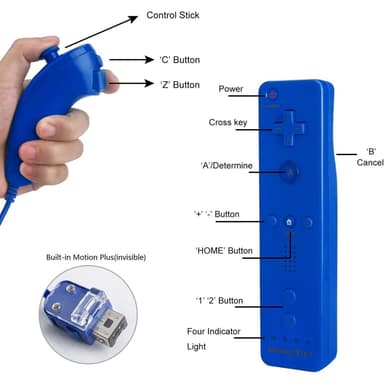 Kompatibel med Wii Control-Set Motion Plus, Bulk Mørk Blå