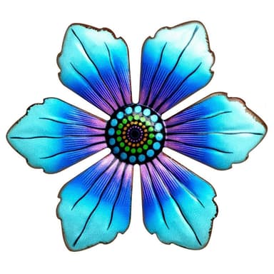 Blomst Metall Veggklistremerke Hagepynt 15x15x0,8cm - Blå