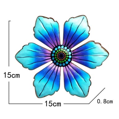 Blomst Metall Veggklistremerke Hagepynt 15x15x0,8cm - Blå
