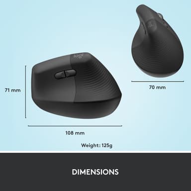 Logitech Lift Vertical trådløs mus (grafitt)