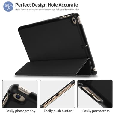 iPad Mini 2019/Mini 4 Slim Fit Trefoldelig Deksel - Svart