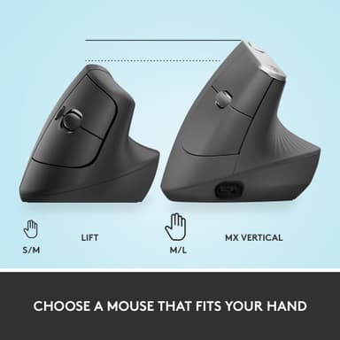 Logitech Lift Vertical trådløs mus (grafitt)