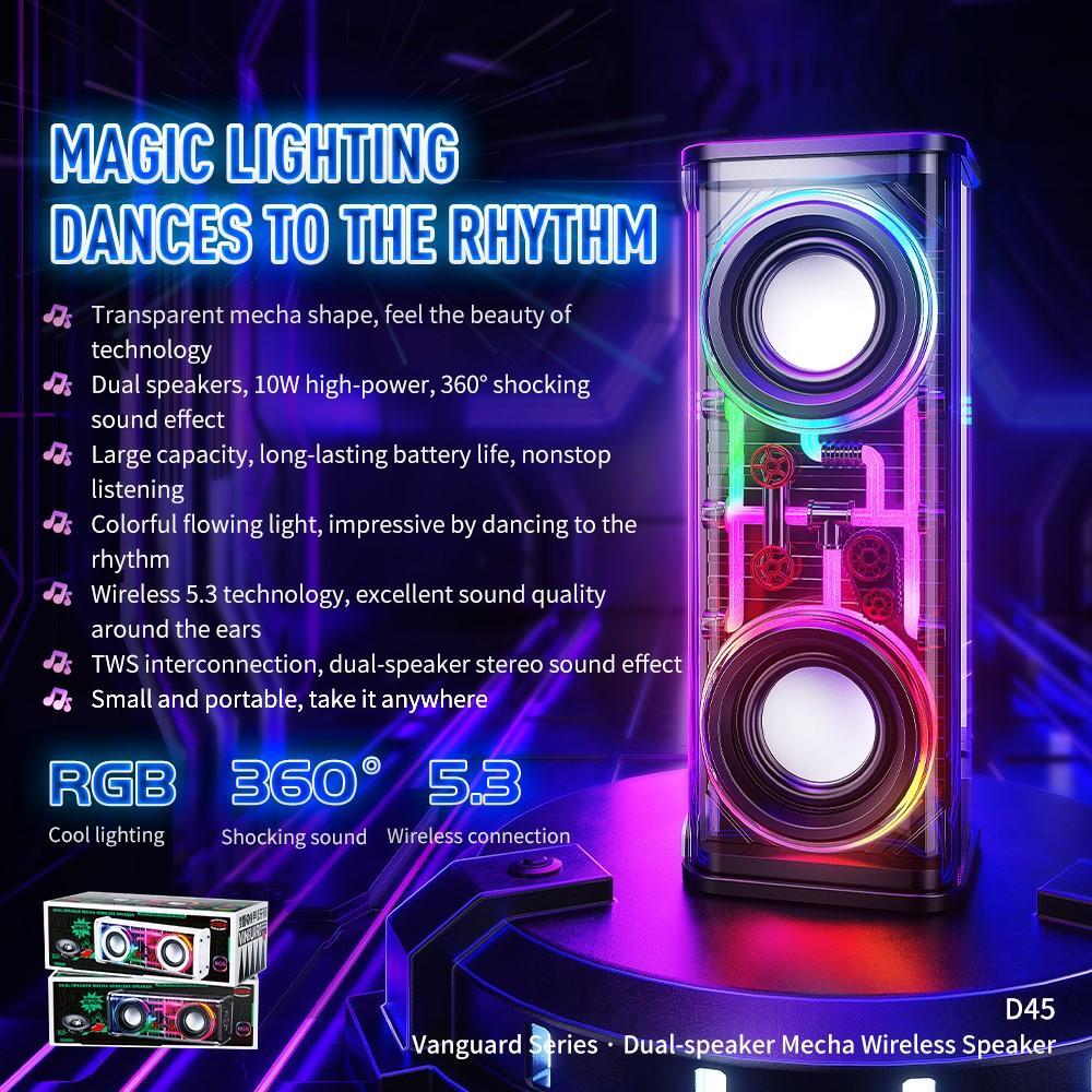 Bluetooth 5.3 Dual Horn RGB lys trådløs subwooferhøyttaler