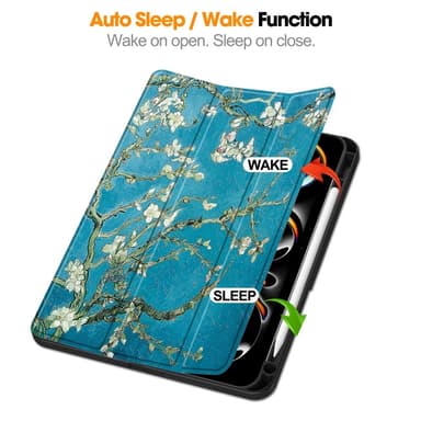 Til iPad Pro 11 (2024) Slim Fit Trifoldbart deksel Pennebrett - Blossom