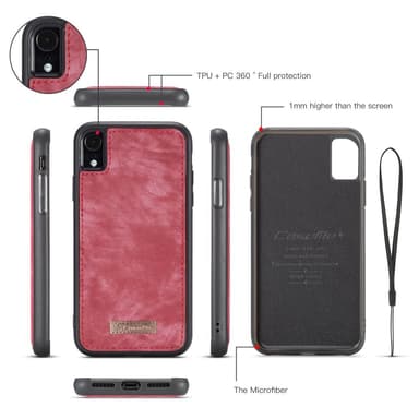 CASEME iPhone XS Max Retro Split Lommebok-deksel I Lær - Rød
