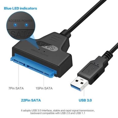 Høyhastighets SATA til USB 3.0-adapterkabel