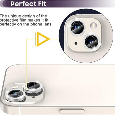Kameralinse til iPhone 15/15 Plus Glitter