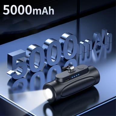 5000mAh bærbar telefonlader USB-C Powerbank med lommelykt