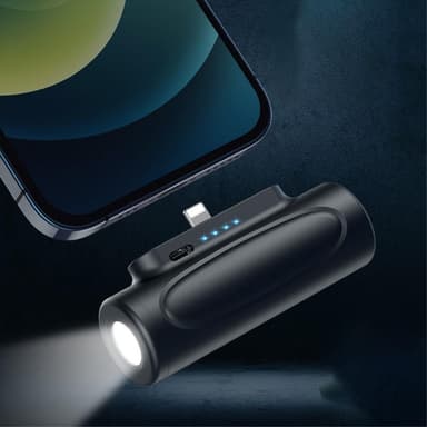 5000mAh bærbar telefonlader USB-C Powerbank med lommelykt