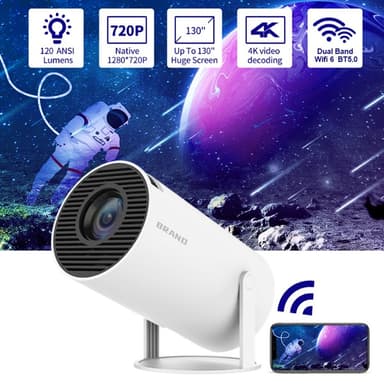 Bærbar smart projektor WiFi Bluetooth 4K HD-video hjemmekino LED-projektor
