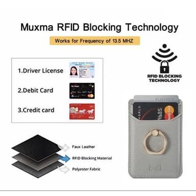 MUXMA Kortholder Ringstativ RFID Blokkerende Kredittkort - Grå