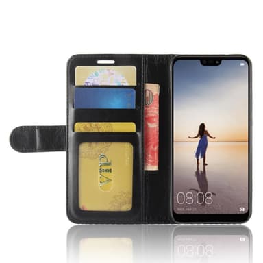 Huawei P20 Lite lommebok-deksel Crazy Horse Svart