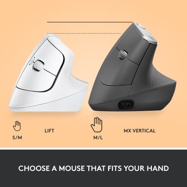 Logitech Lift Vertical trådløs mus (hvit)