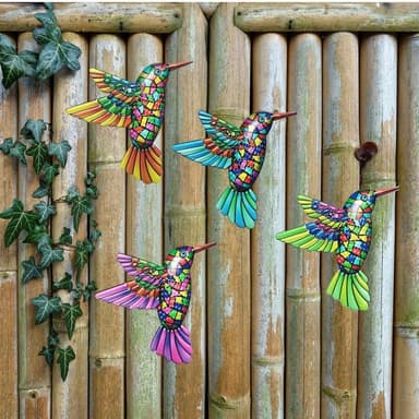 Bird Hummingbird Veggklistremerke Hagepynt 12x13,5cm - Lilla