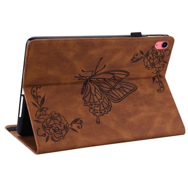 Apple iPad 10.9 2022 Sammenleggbart Veske Kortholder Sommerfugl - Brun
