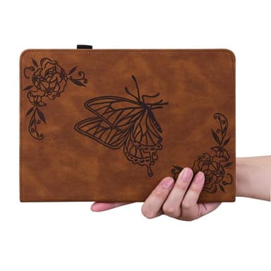 Apple iPad 10.9 2022 Sammenleggbart Veske Kortholder Sommerfugl - Brun