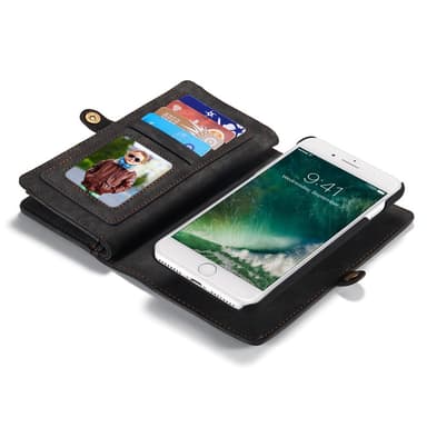 CASEME iPhone 8/7 Plus Retro Split Lommebok-deksel I Lær - Grå