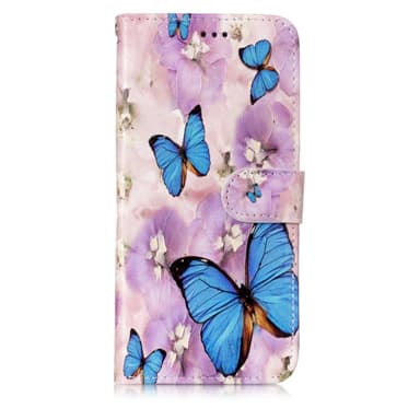 Samsung Galaxy S9 Plus Lommebok-deksel - Blå Sommerfugl og Blomst