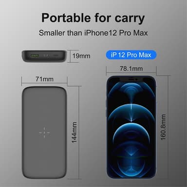 Bærbar Lader Powerbank 10000mAh QI 15W PD 20W/QC 22.5W - Hvit