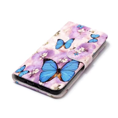 Samsung Galaxy S9 Plus Lommebok-deksel - Blå Sommerfugl og Blomst