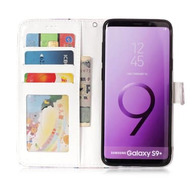 Samsung Galaxy S9 Plus Lommebok-deksel - Blå Sommerfugl og Blomst
