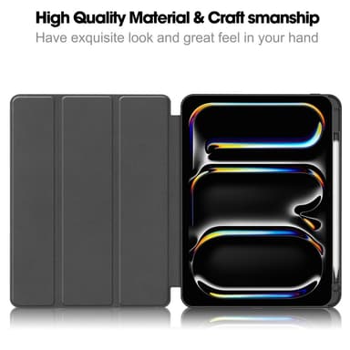 Til iPad Pro 11 (2024) Slim Fit Tri-Foldbart Etui Pennebrett - Svart