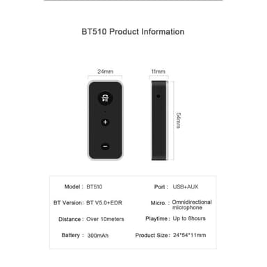 Trådløs Bluetooth 5.0 Stereo Audio Musikkmottaker