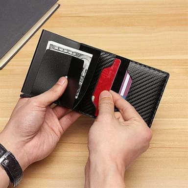 PopUp-lommebok med RFID-beskyttelse i svart karbonfiber