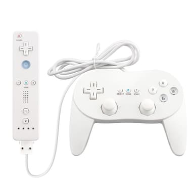 Gamepad kompatibel med Nintendo Wii, Wii U Controller 1.1m kabel - hvit
