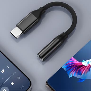 for f.eks. iPhone 15 USB-C hann til 3,5 mm kvinnelig AUX-hodetelefonadapter