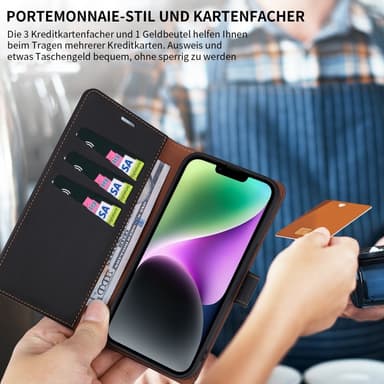Til iPhone 15 Retro Lommebok-deksel/Deksel - Svart