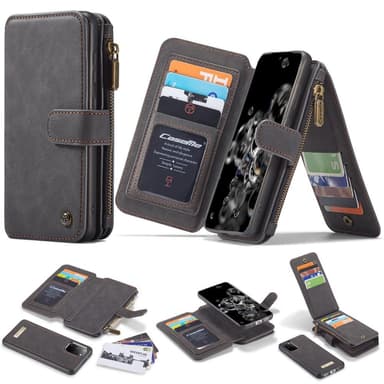 CASEME Samsung Galaxy S20 Plus Retro Lær Lommebok-deksel - Grå