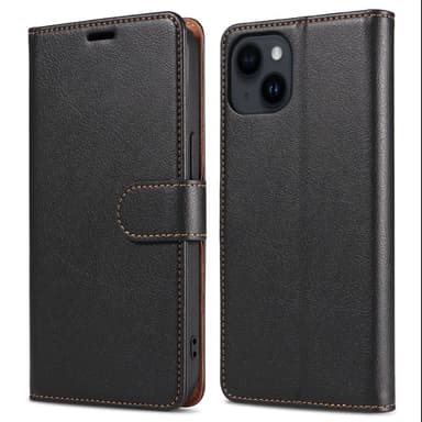 Til iPhone 15 Retro Lommebok-deksel/Deksel - Svart