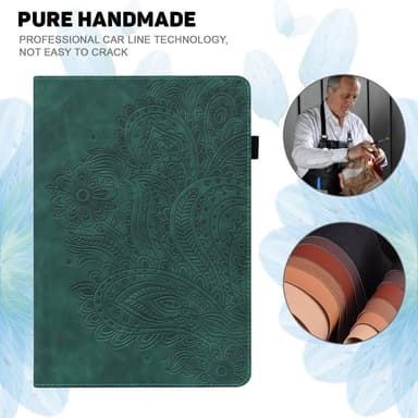 Apple iPad 10.9 2022 Sammenleggbart Veske Kortholder Blomster - Grønn