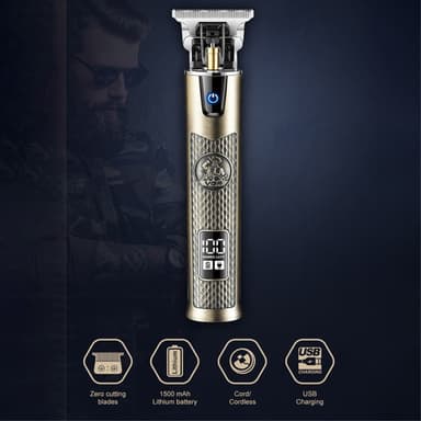 VGR Hair Clipper LCD-skjerm Oppladbar trimmer Hårklipping