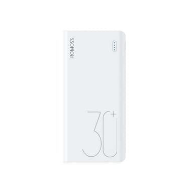 Romoss Sense Powerbank 30000 mAh med hurtiglading og LED-indikatorer - Hvit