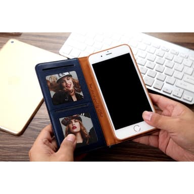 CMAI2 Litchi Lommebok-deksel til iPhone 7 Plus - Mørkeblå