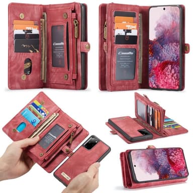 CASEME Samsung Galaxy S20 Plus Retro Lær Lommebok-deksel - Rød