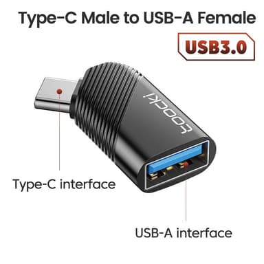 TOOCKI USB-C mann til USB 3.0 kvinnelig omformer 5 Gbps dataadapter