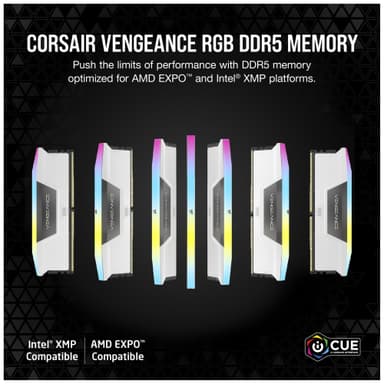 Corsair Vengeance RGB DDR5 RAM 32GB 6000Mt/s CL30 (hvit)