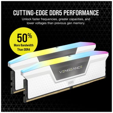 Corsair Vengeance RGB DDR5 RAM 32GB 6000Mt/s CL30 (hvit)