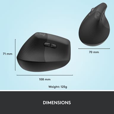 Logitech Lift Left Vertical trådløs mus (grafitt)