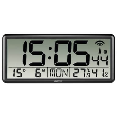 Hama Veggklokke Digital Jumbo Radio Synkronisert Svart