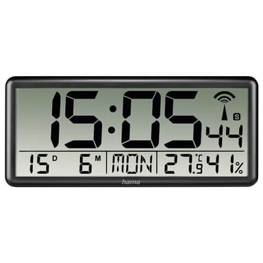 Hama Veggklokke Digital Jumbo Radio Synkronisert Svart