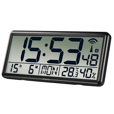 Hama Veggklokke Digital Jumbo Radio Synkronisert Svart