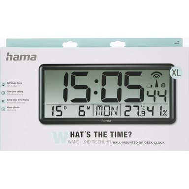 Hama Veggklokke Digital Jumbo Radio Synkronisert Svart