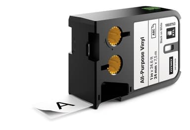 DYMO XTL Flerfunksjonsvinyltape, 24mm, svart på hvitt