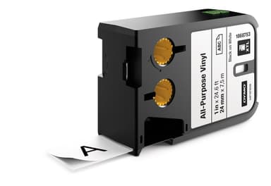 DYMO XTL Flerfunksjonsvinyltape, 24mm, svart på hvitt